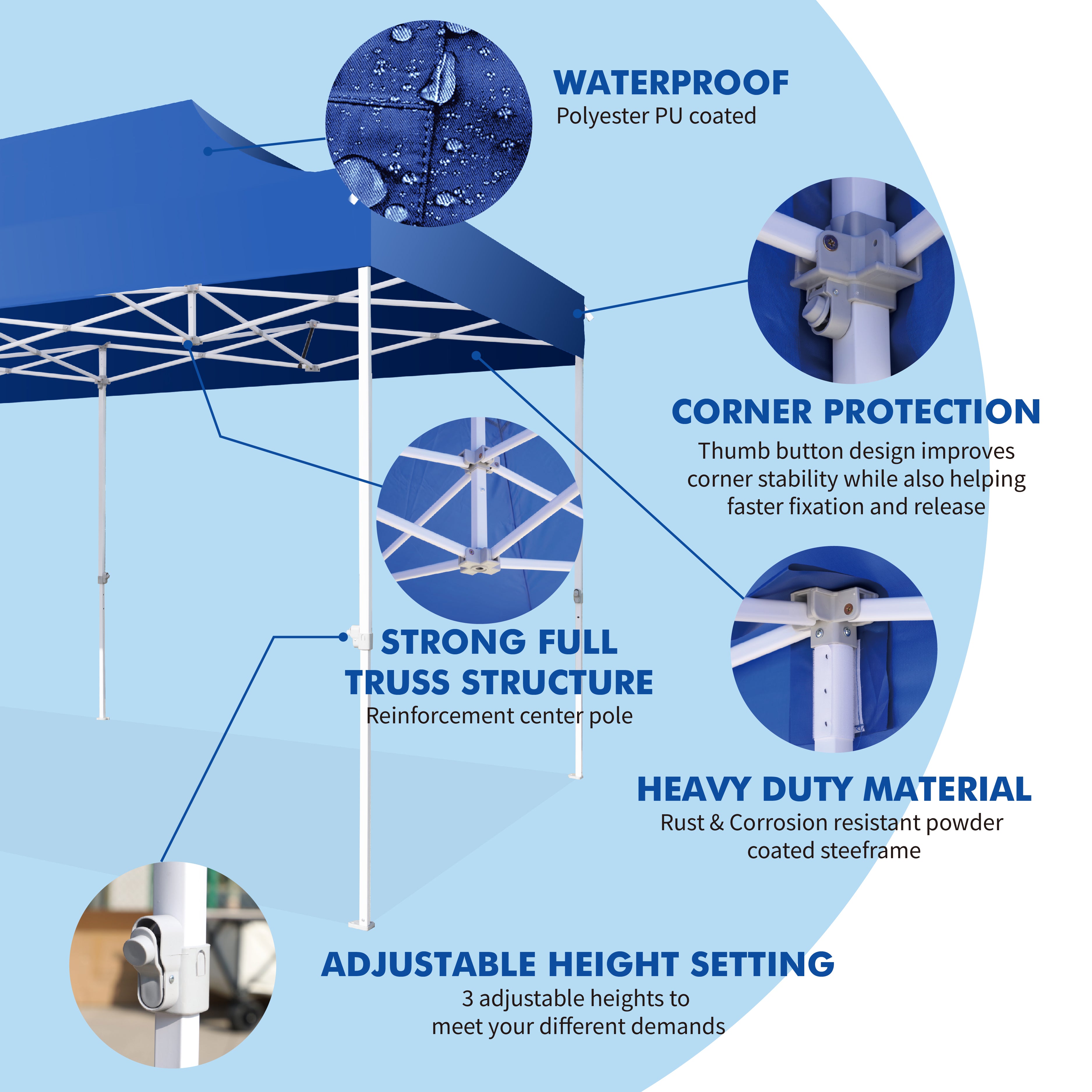 AMERICAN PHOENIX Pop Up Canopy Tent 10x20 Instant Shade Shelter Gazebo Outdoor Canopies Commercial Event Tents with Carry Bag