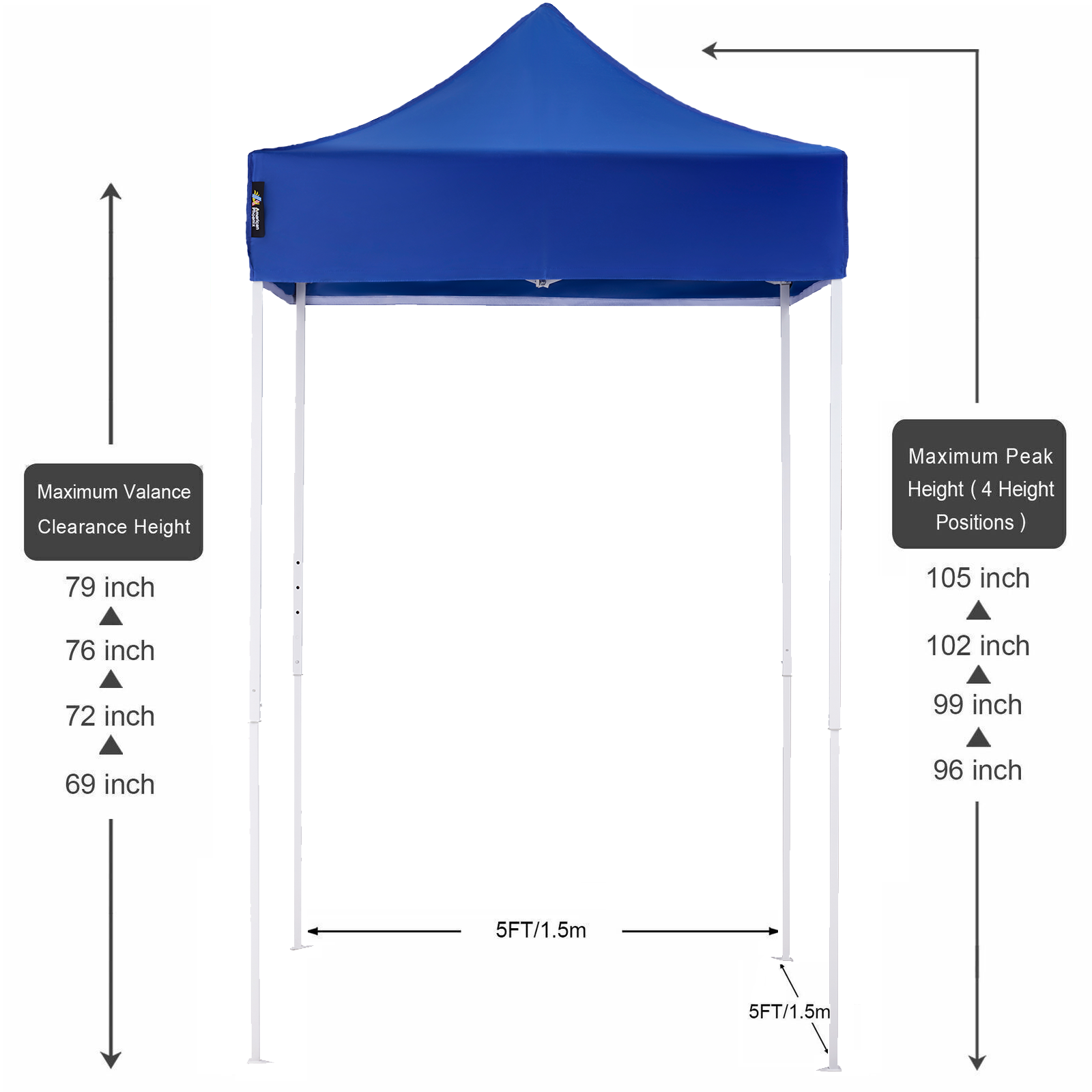 American Phoenix 5x5 Classic Colors Picnic Canopy Tent (White Frame) - American Phoenix