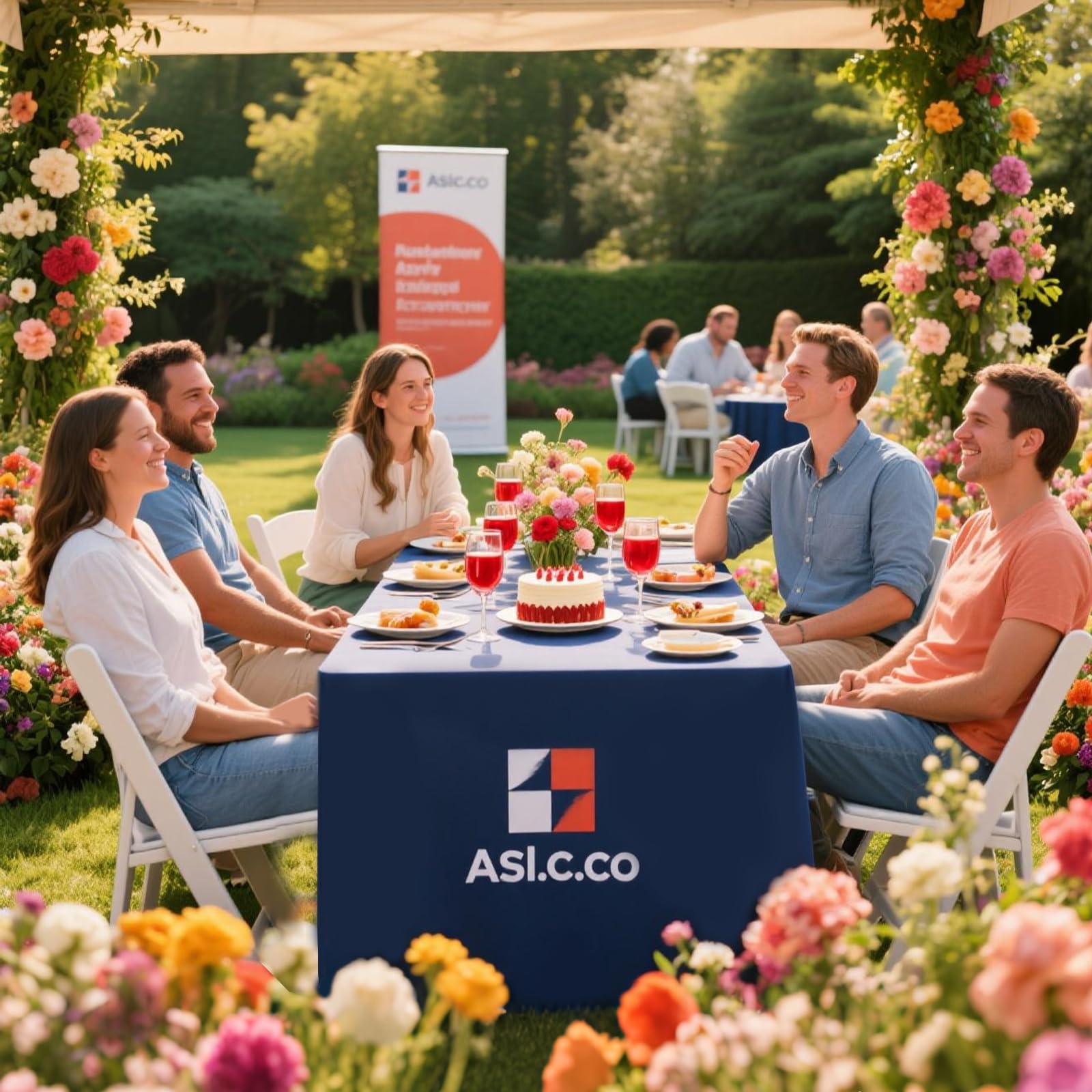 Custom Table Cloth with Business Logo Text