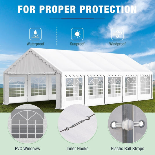 American Phoenix 20x20 white heavy-duty party tent and wedding activity tent