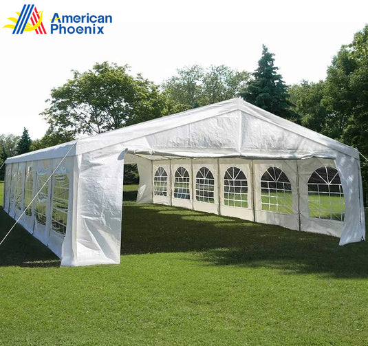 American Phoenix 40x20 white heavy-duty party tent and wedding activity tent