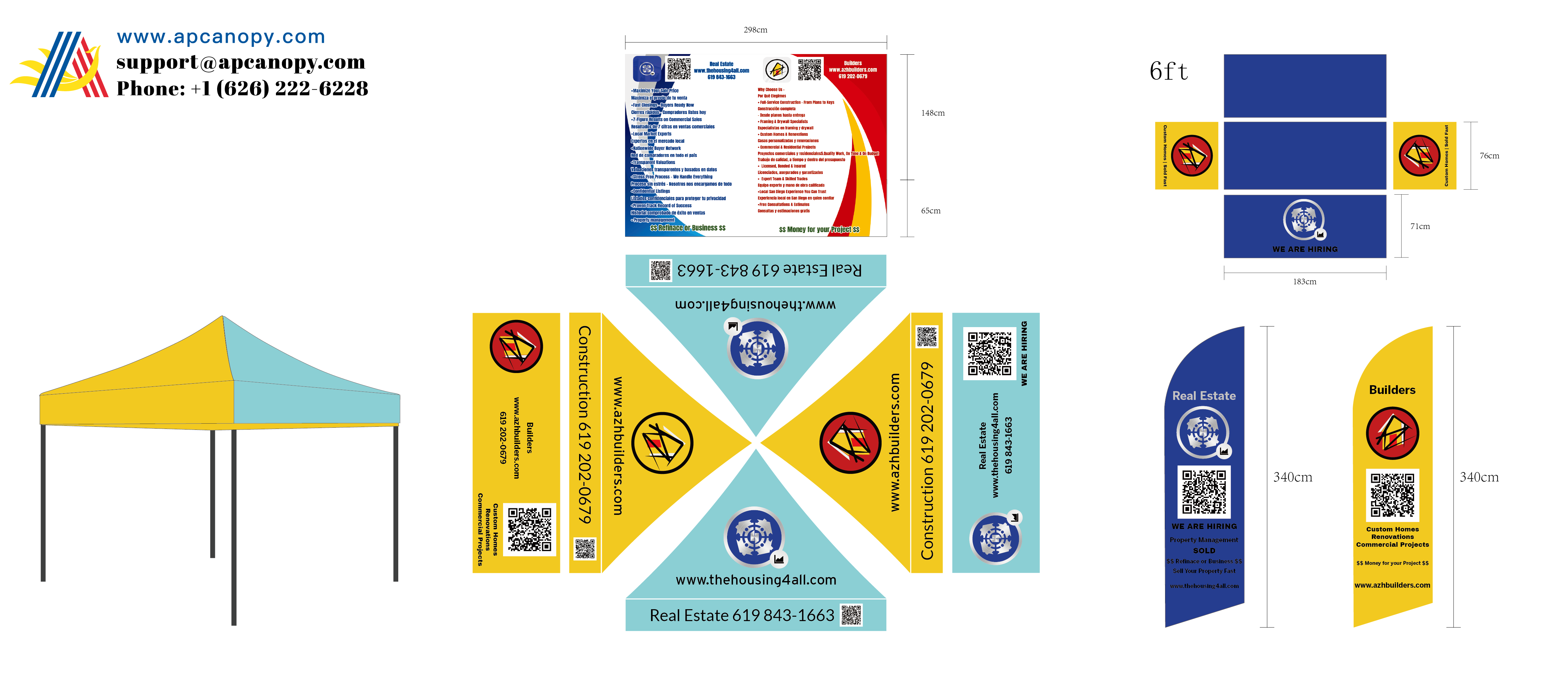 American Phoenix Pay Difference for Custom Canopy Backwall & Halfwall with Double-sided Printing (for Samuel)