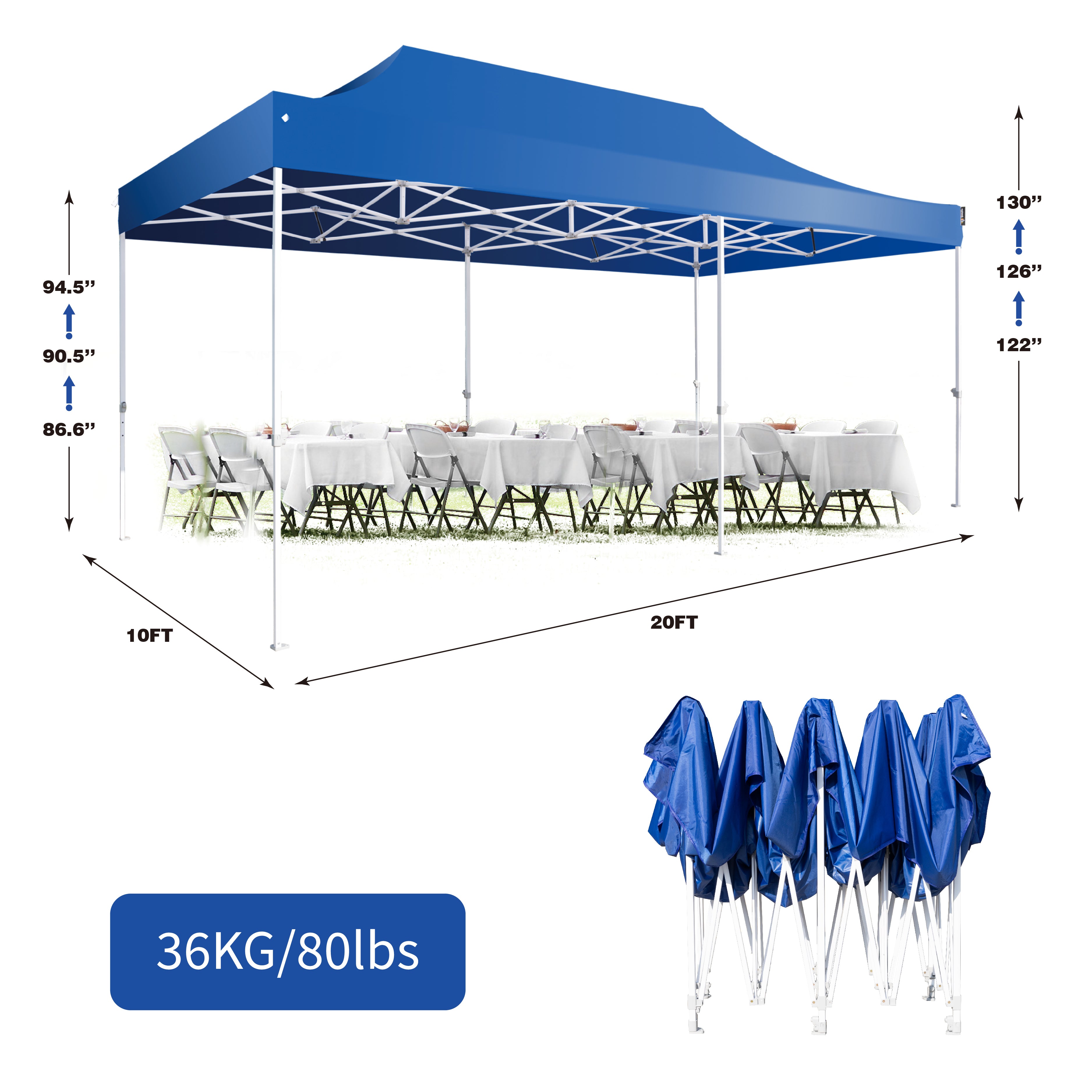 AMERICAN PHOENIX Pop Up Canopy Tent 10x20 Instant Shade Shelter Gazebo Outdoor Canopies Commercial Event Tents with Carry Bag