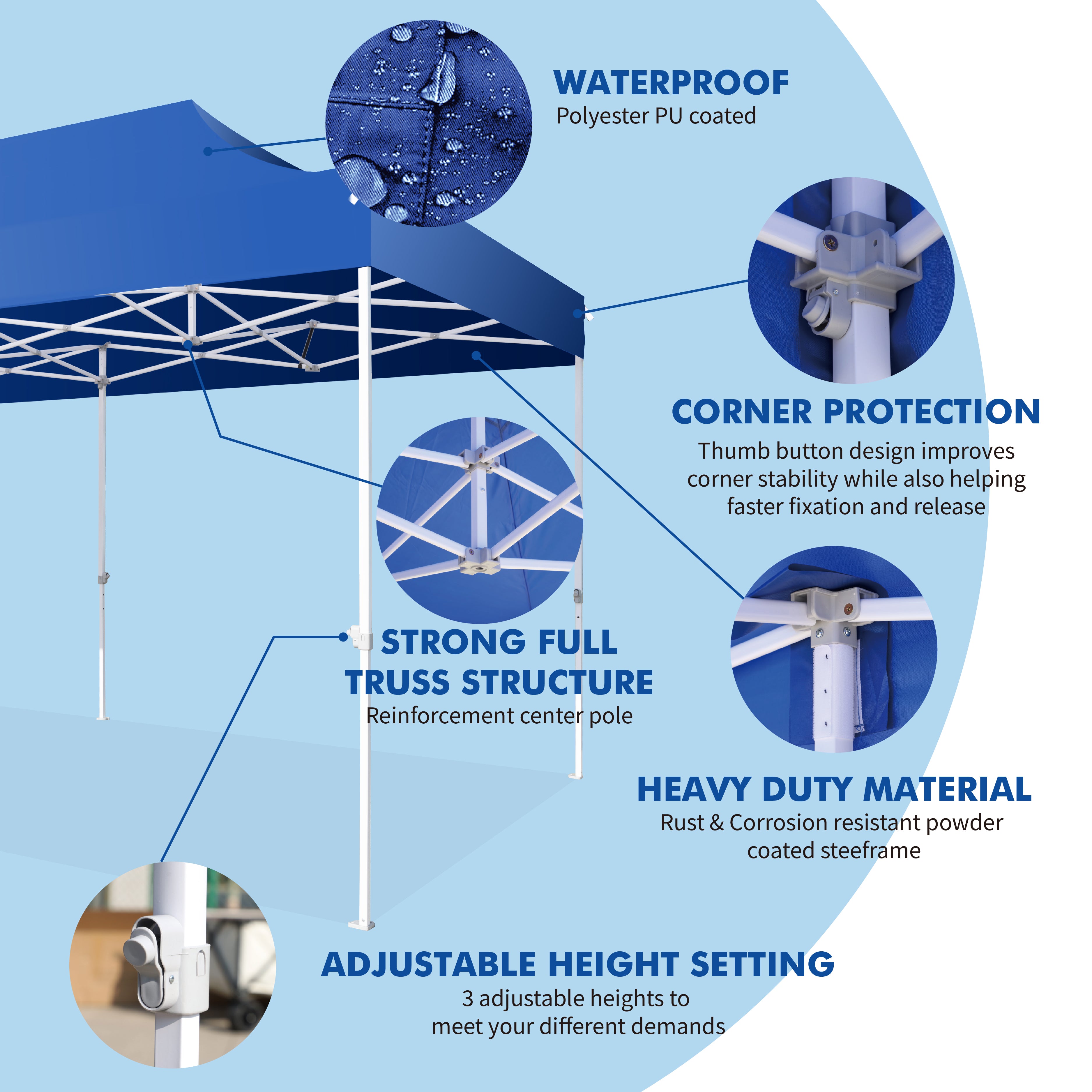AMERICAN PHOENIX Pop Up Canopy Tent 5x5 Instant Shade Shelter Gazebo Outdoor Canopies Commercial Event Tents with Carry Bag