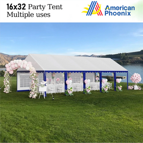 American Phoenix 16'x32' Party Tent- Blue + white