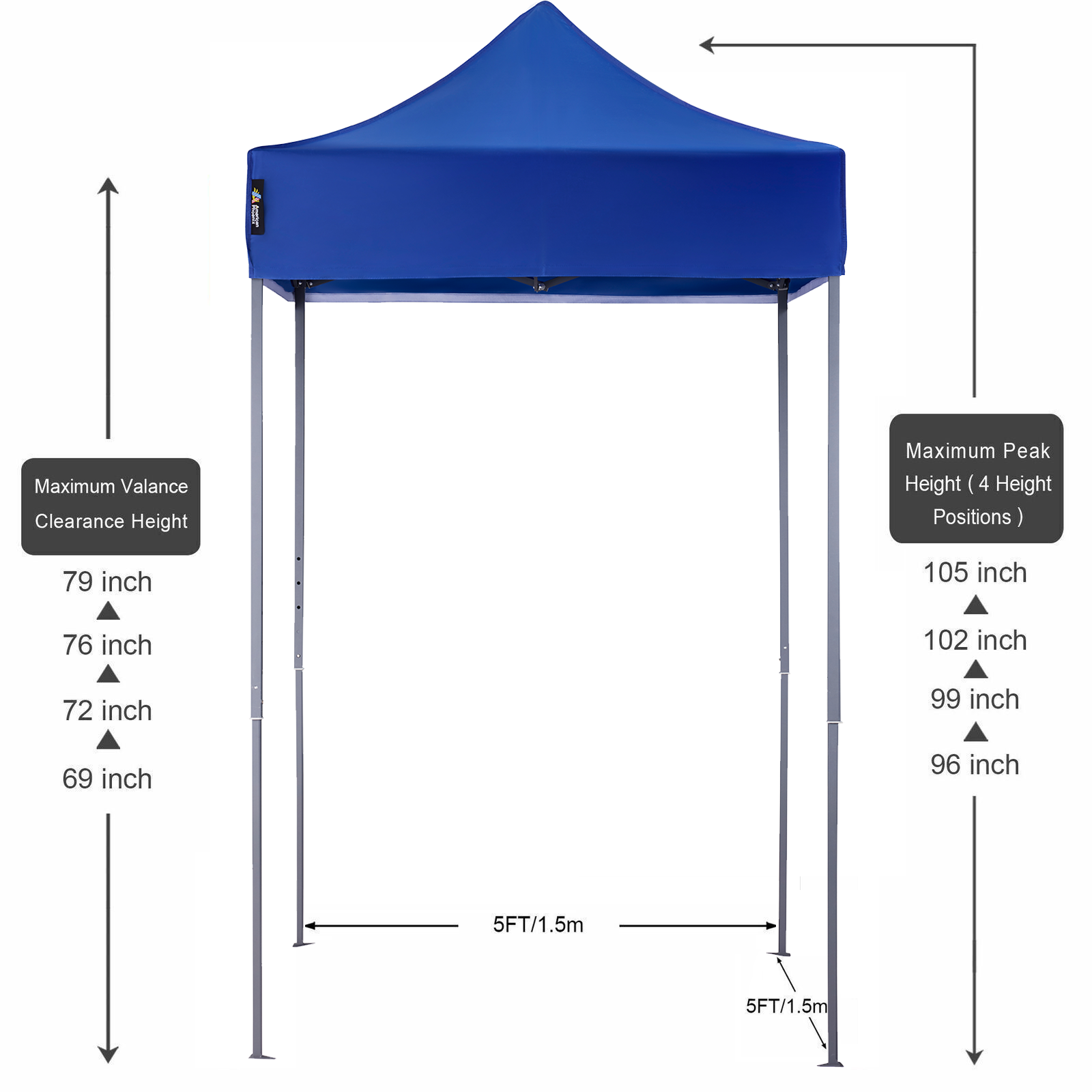 American Phoenix 5x5 Casual Colors Picnic Canopy Tent (Black Frame) - American Phoenix