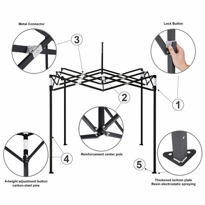 American Phoenix 5x5 Casual Colors Picnic Canopy Tent (Black Frame) - American Phoenix