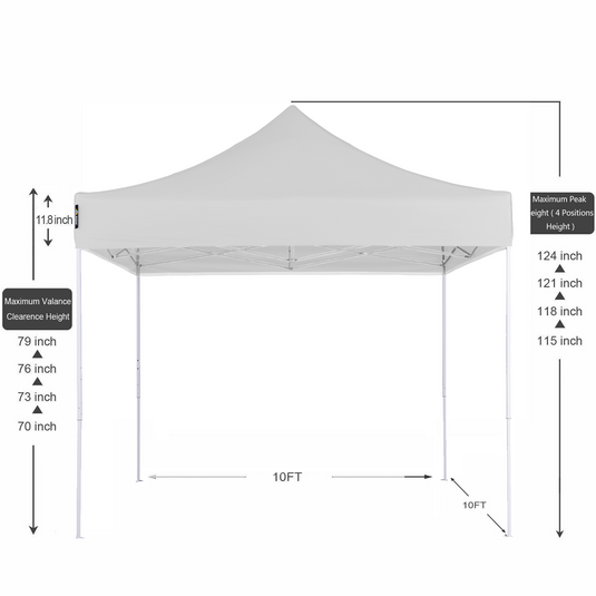 American Phoenix 10x10 Canopy Tent Pop Up Portable Instant Adjustable Outdoor Market Shelter (White Frame) - American Phoenix