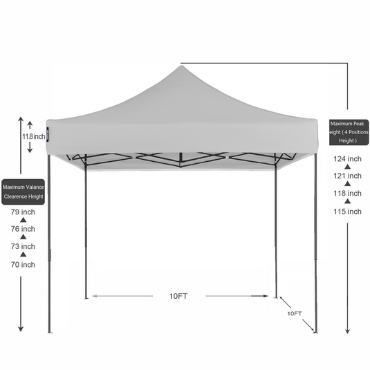 American Phoenix 10x10 Canopy Tent Pop Up Portable Instant Adjustable Outdoor Marke Shelter (Black Frame) - American Phoenix