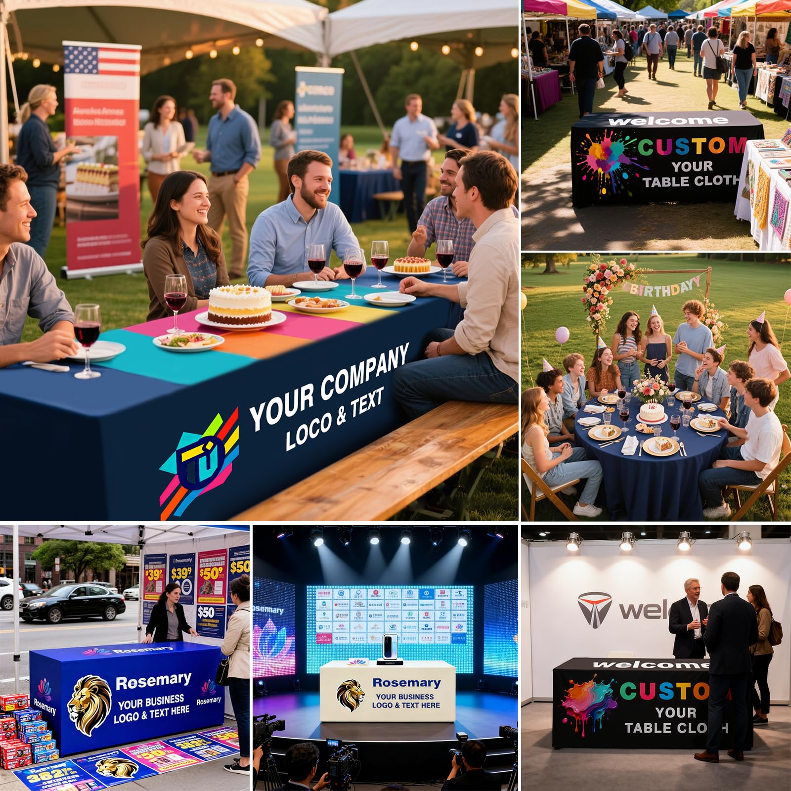 Custom Table Cloth with Business Logo Text