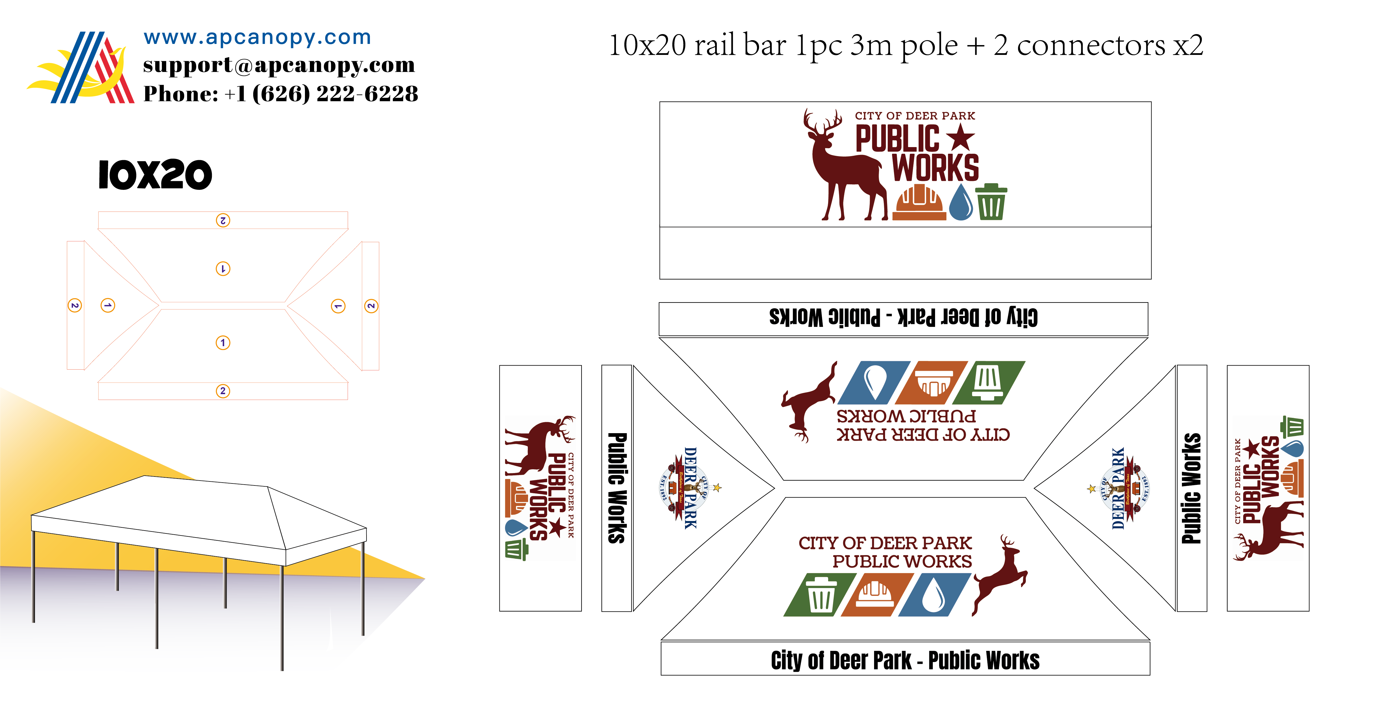American Phoenix Pay Difference for Custom Canopy half-wall double side print