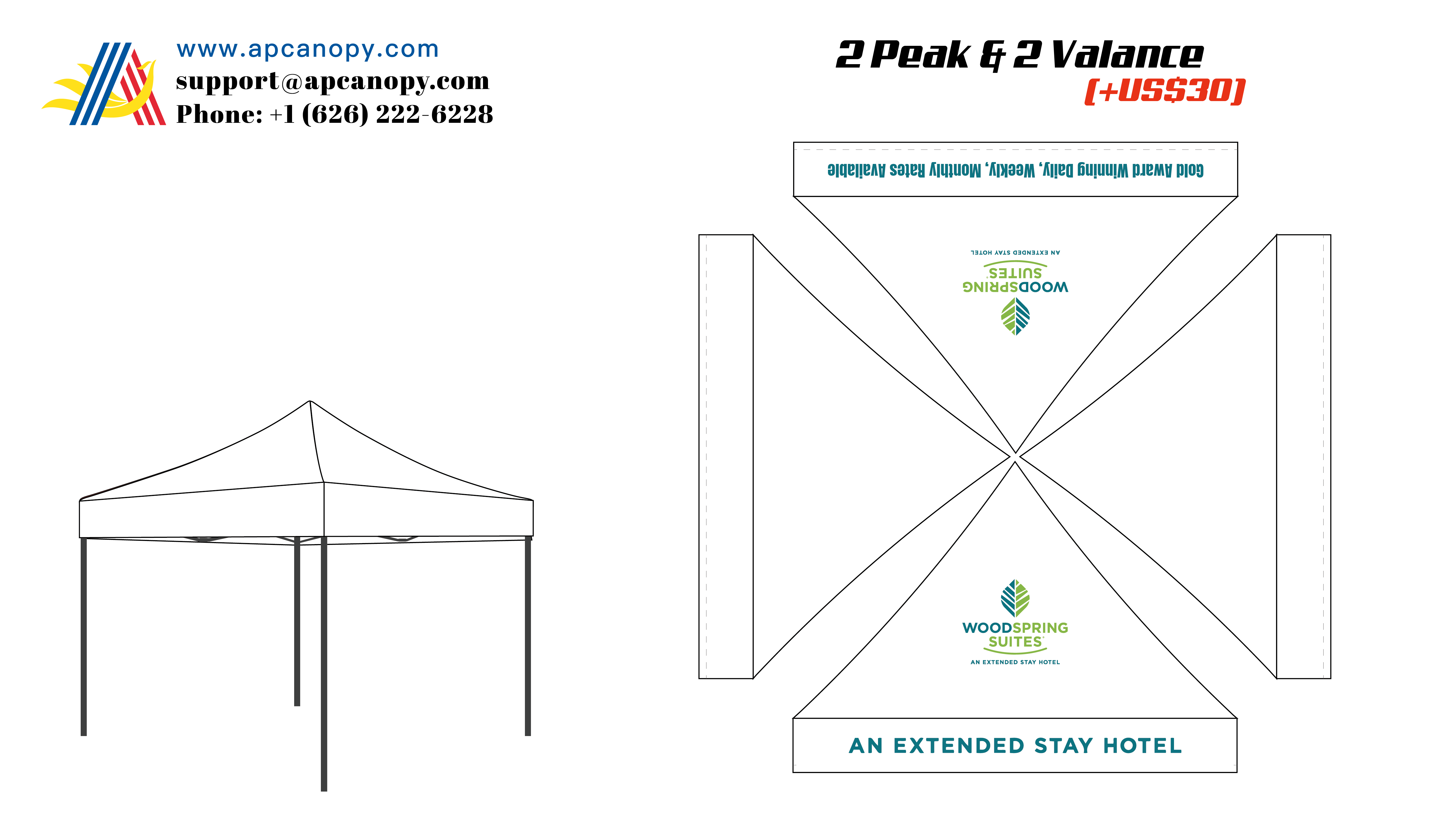 American Phoenix Pay Difference for Custom Canopy Peak & Valance (for Cody)