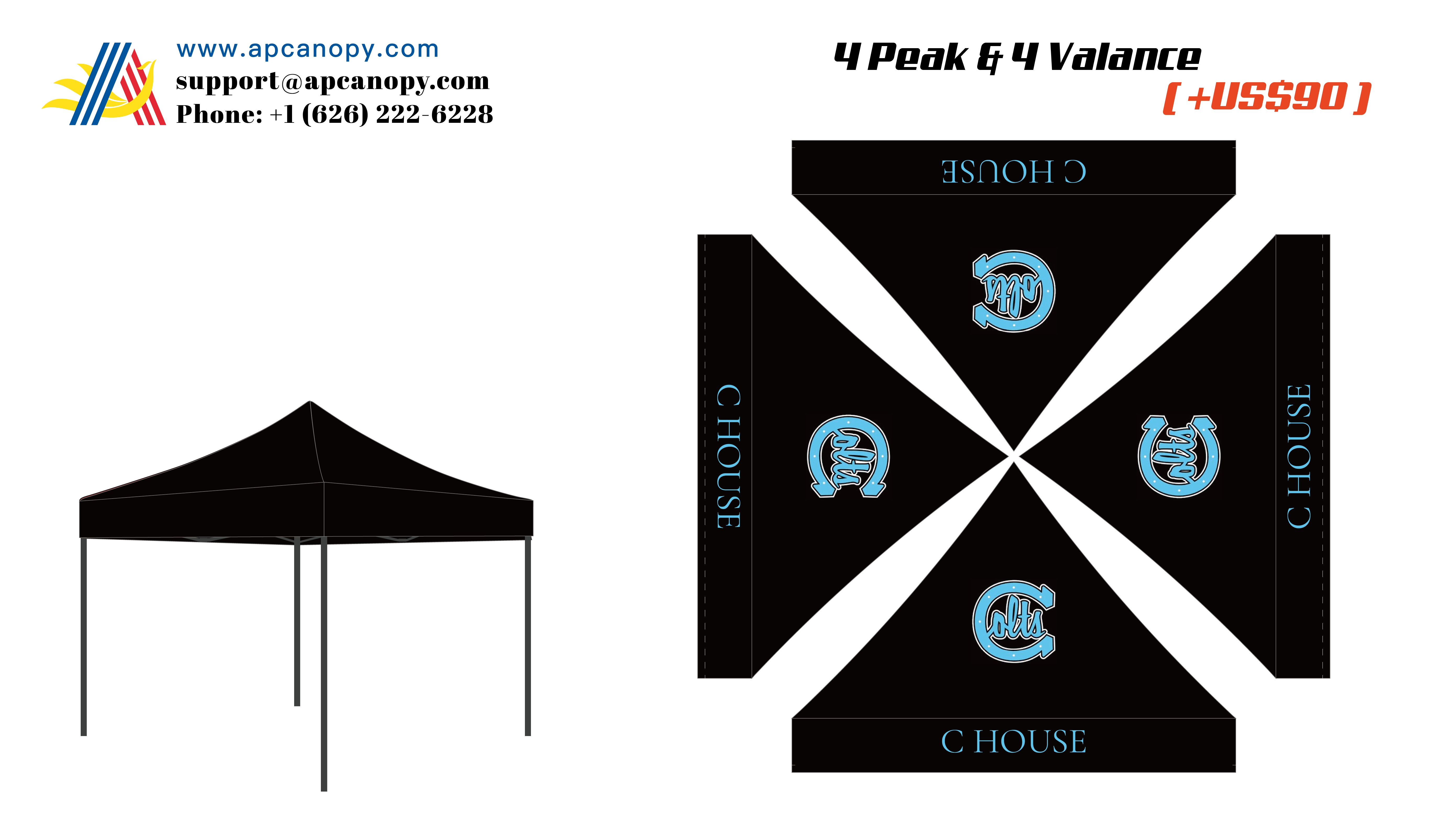 American Phoenix Pay Difference for Custom Canopy Peak & Valance (for Jose)