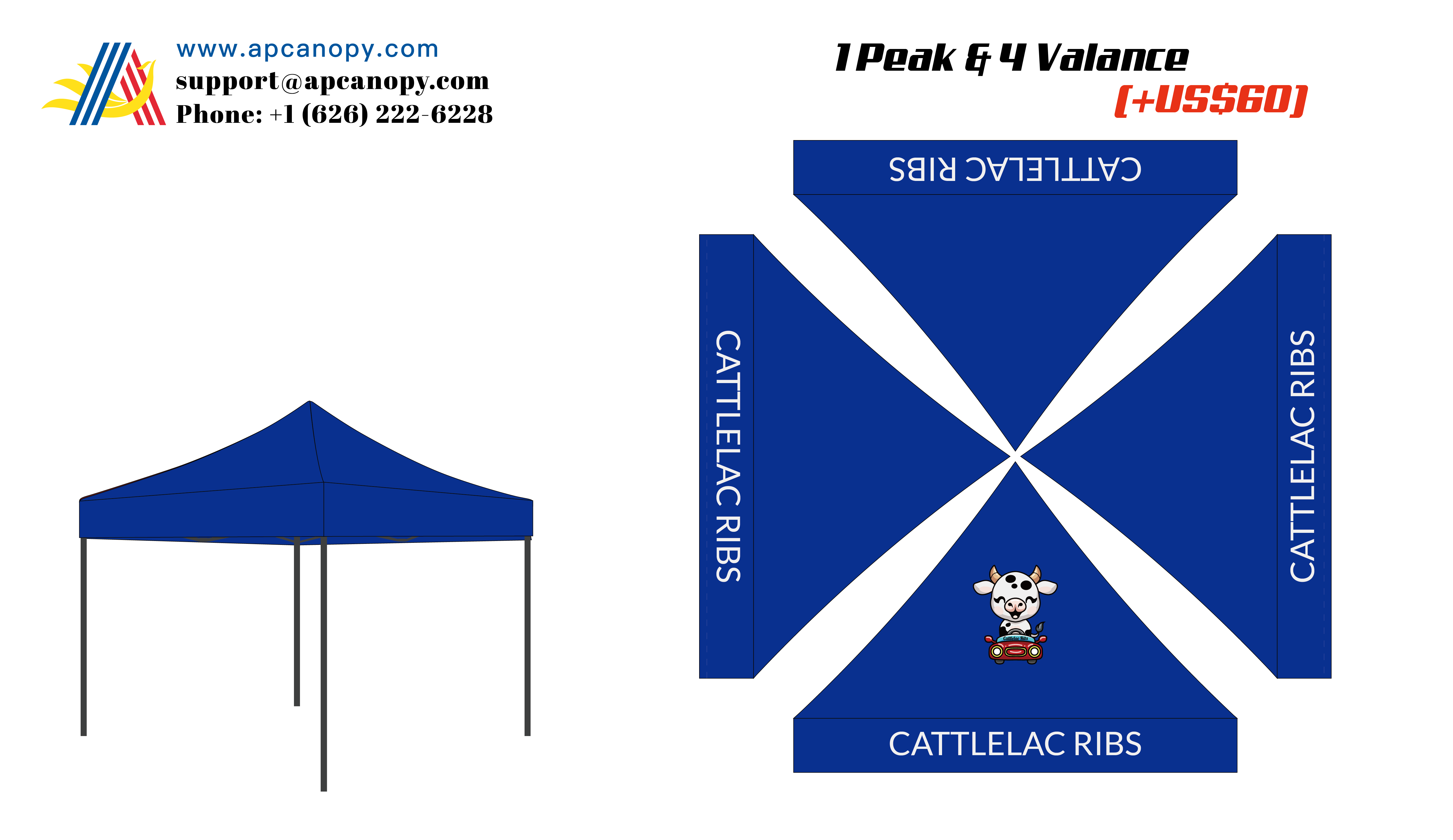 American Phoenix Pay Difference for Custom Canopy Peak & Valance (for Paschal)