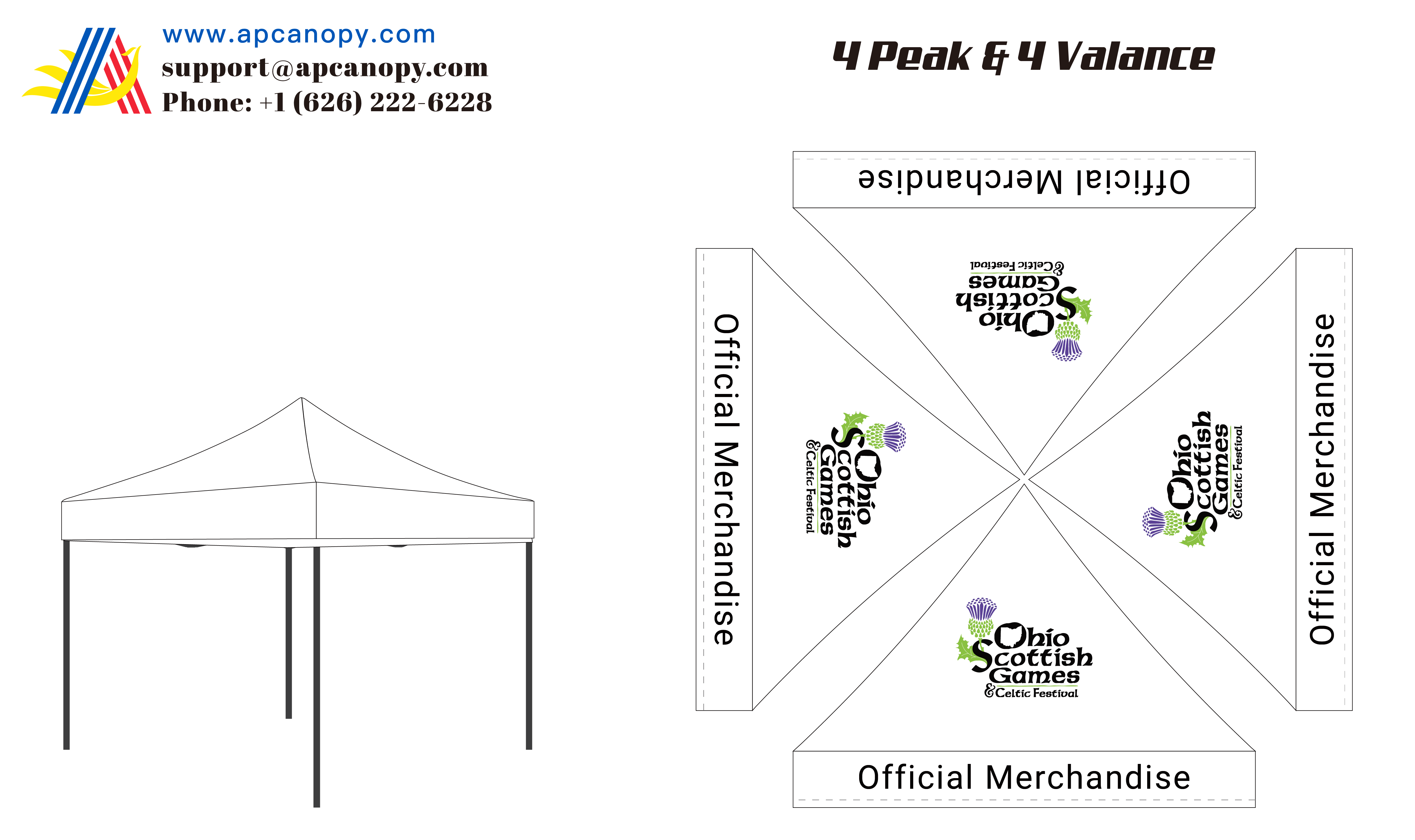 American Phoenix 10x10 Custom Canopy 4 Peak & 4 Valance (for Barry Conway)