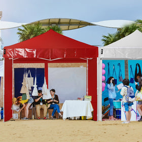 10x10 Commercial Canopy Tent with Walls (Red)