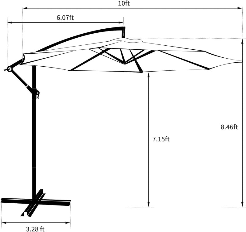 Load image into Gallery viewer, 10FT Offset Cantilever Hanging Patio Umbrella with Crank &amp; Cross Base (Color Set)
