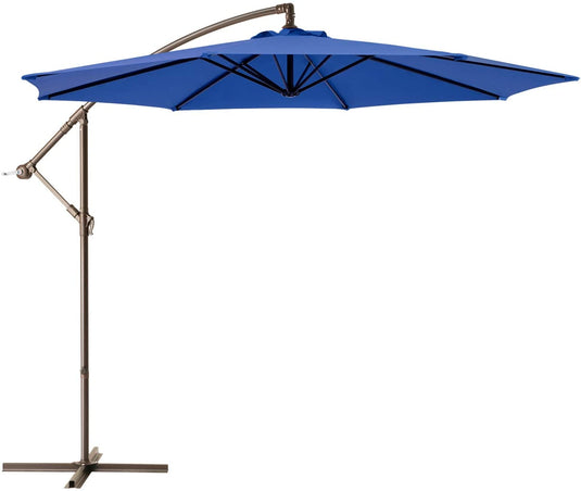 American Phoenix 10FT Offset Cantilever Hanging Patio Umbrella with Crank & Cross Base (Lake Blue)