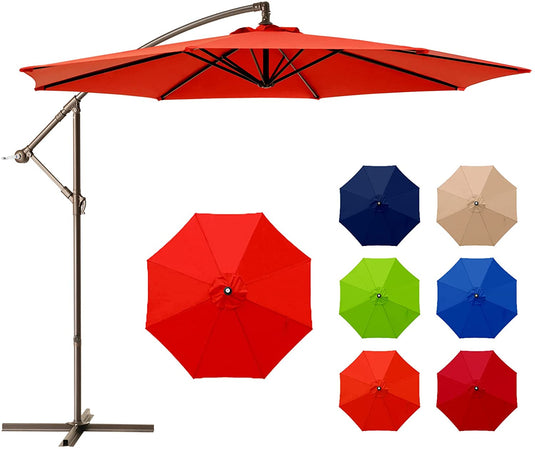 American Phoenix 10FT Offset Cantilever Hanging Patio Umbrella with Crank & Cross Base (Color Set)