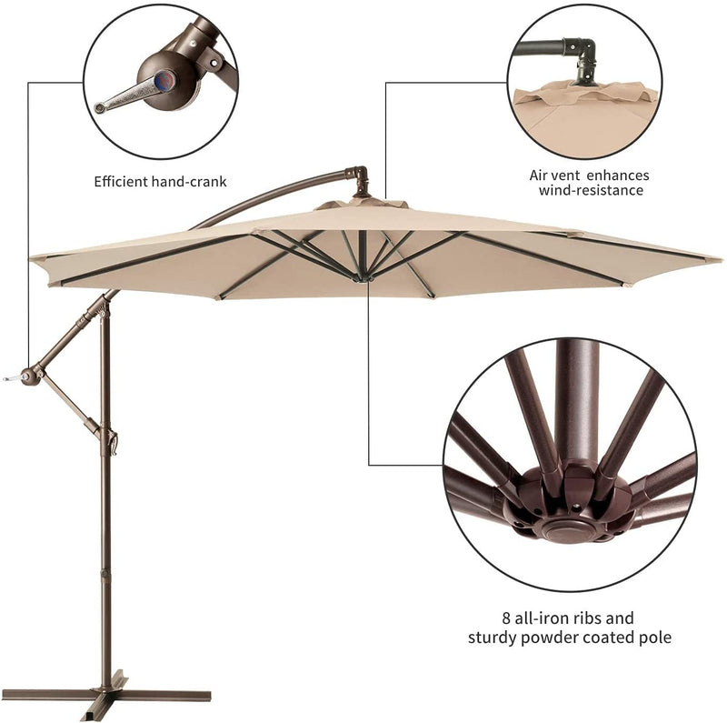 Load image into Gallery viewer, American Phoenix 10FT Offset Cantilever Hanging Patio Umbrella with Crank &amp; Cross Base (Color Set)
