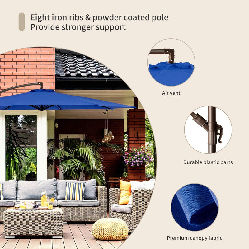 Load image into Gallery viewer, American Phoenix 10FT Offset Cantilever Hanging Patio Umbrella with Crank &amp; Cross Base (Lake Blue)
