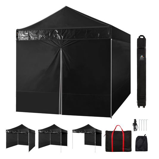 10x10 Commercial Canopy Tent with Walls (Black)