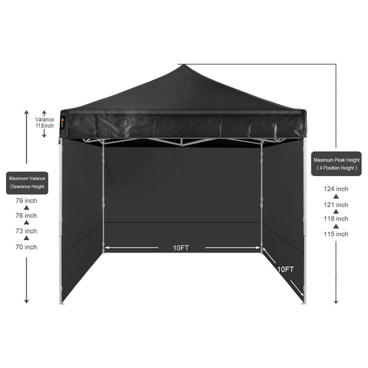 10x10 Commercial Canopy Tent with Walls (Black)