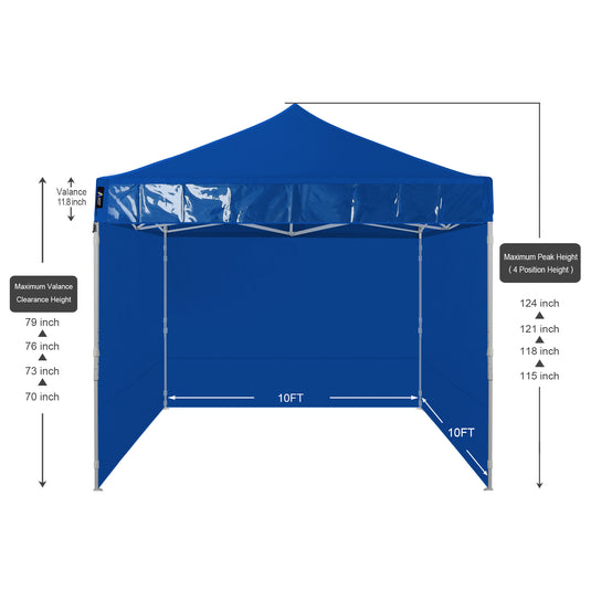 10x10 Commercial Canopy Tent with Walls (Blue)