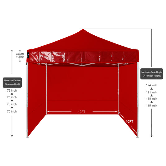 American Phoenix 10x10 Commercial Canopy Tent with Walls (Red)