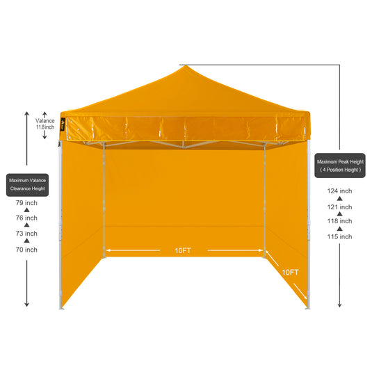 American Phoenix 10x10 Commercial Canopy Tent with Walls (Yellow)